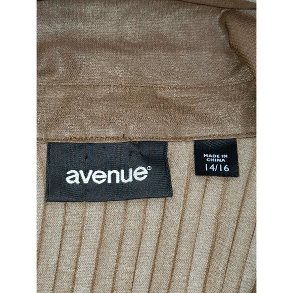 Avenue French Crinkle Pleated Button Blouse 14/16 Brown Sequins pink floral - Picture 9 of 11